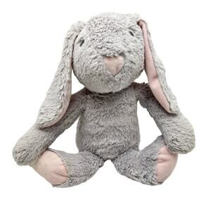 Elegant Baby Soft Gray Hook & Loop Paws Bunny Rabbit 16" Plush Stuffie Lovey
